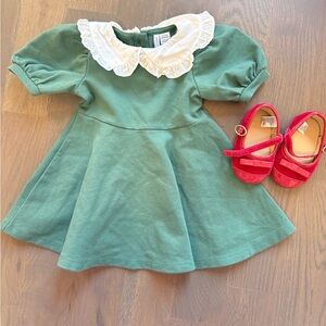 Janie and Jack Green Dress with White Collar